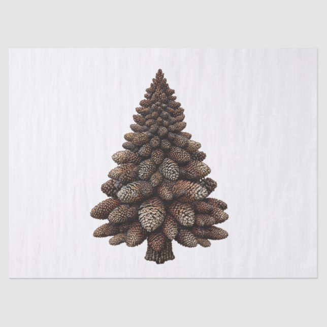 Christmas Tree with Pine Cones Artistic Pinecones  Tissue Paper (Front)