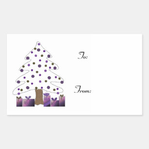 Christmas Tree with Purple Presents Gift Tag