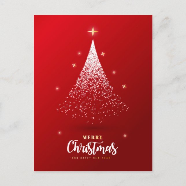 Christmas Tree with Red Background Holiday Postcard (Front)