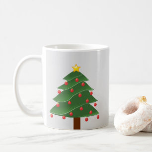 Christmas Tree with Red Bulbs Classic White Mug