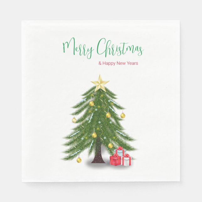 Christmas tree with Red present  Napkin (Front)