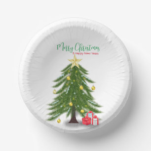 Christmas tree with Red present Paper Plate