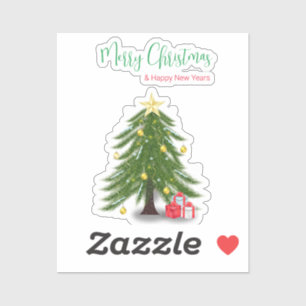 Christmas tree with Red present Square Sticker