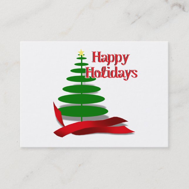 Christmas Tree with Red Ribbon Business Card (Front)