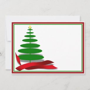 Christmas Tree with Red Ribbon Invitation