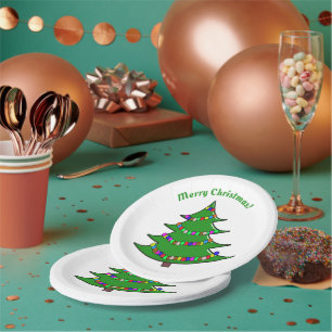 Christmas Tree with Red Ribbon Paper Plates