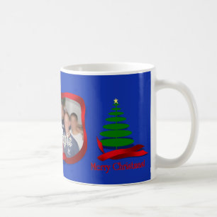 Christmas Tree with Red Ribbon Photo Frame Coffee Mug