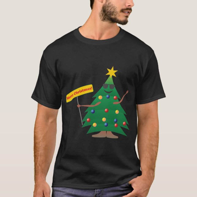 Christmas Tree With Sign T-Shirt (Front)