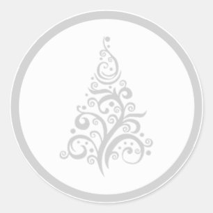 Christmas tree with silver grey swirls sticker