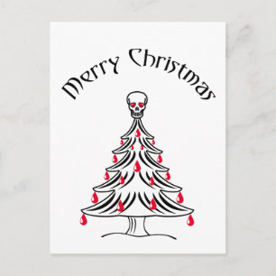 Christmas tree with skull postcard