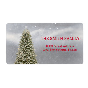 Christmas Tree with Snow Background