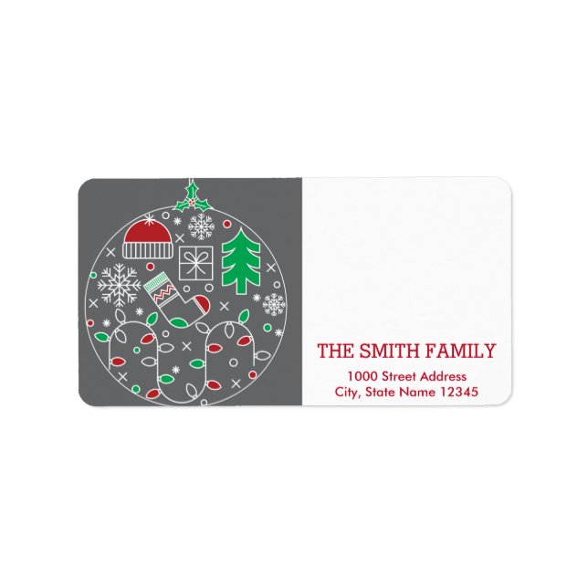 Christmas Tree with Snow Background Label (Front)