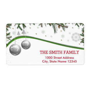 Christmas Tree with Snow Background Label