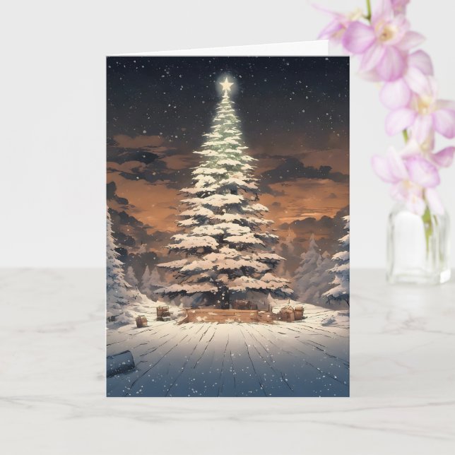 Christmas tree with snow card (Orchid)
