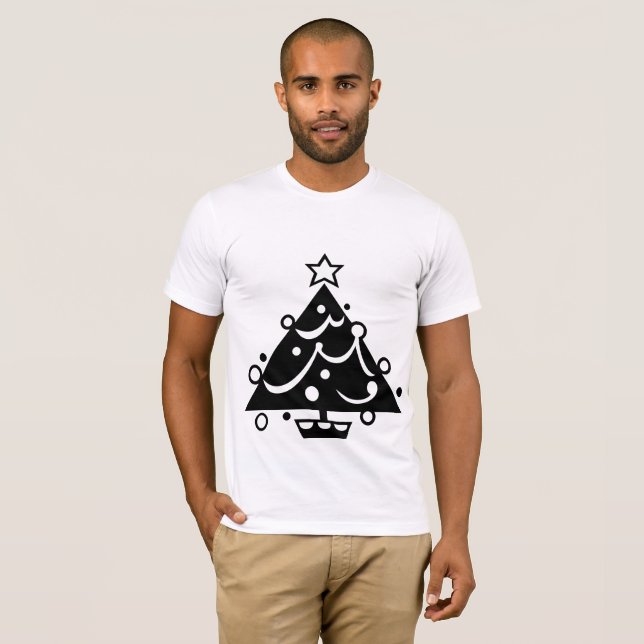 Christmas Tree with Star Black and White Shirt (Front Full)