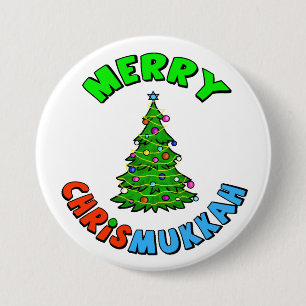 Christmas Tree with Star of David on Top Button