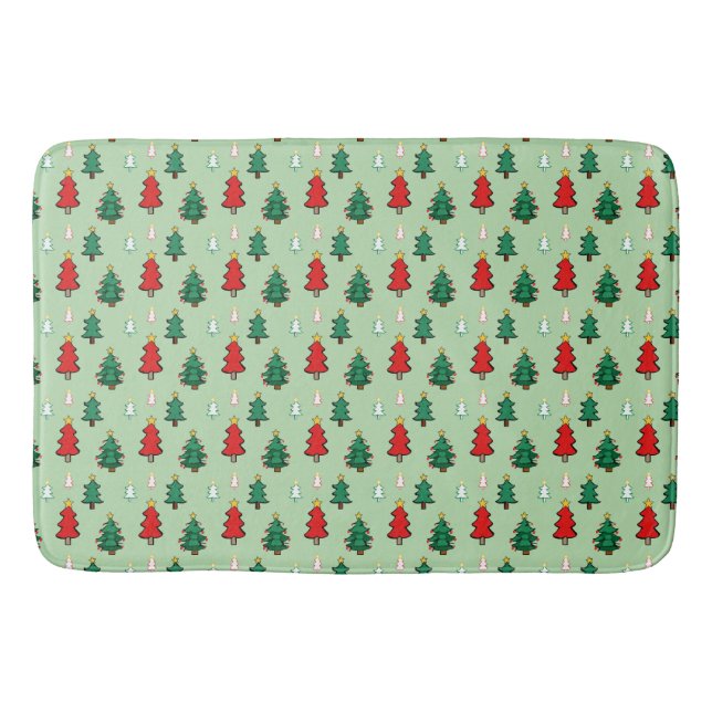 Christmas tree with star topper seamless pattern bath mat (Front)