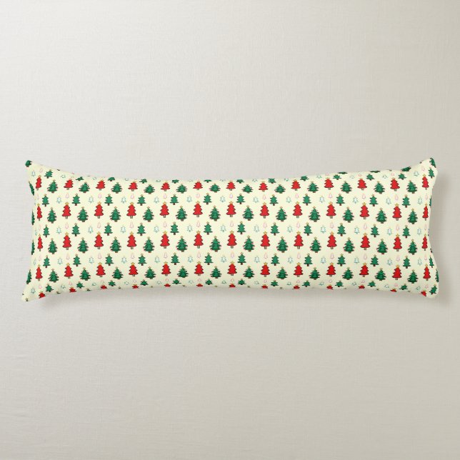 Christmas tree with star topper seamless pattern body cushion (Front)