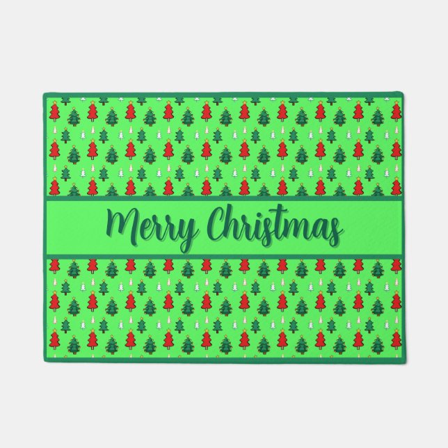 Christmas tree with star topper seamless pattern doormat (Front)