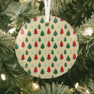 Christmas tree with star topper seamless pattern glass tree decoration
