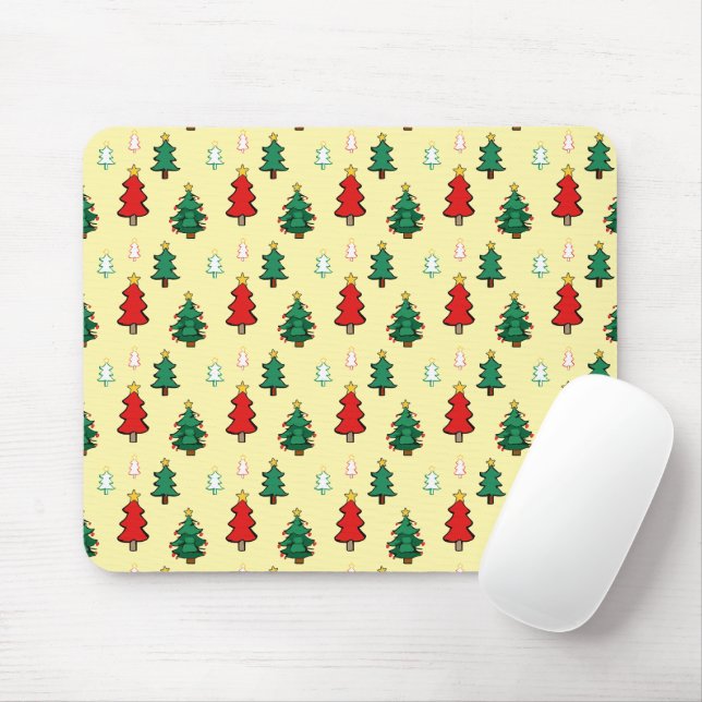Christmas tree with star topper seamless pattern mouse mat (With Mouse)