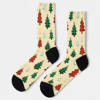 Christmas tree with star topper seamless pattern socks