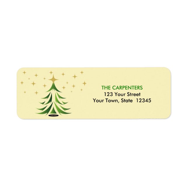 Christmas Tree with Stars Holiday Address Label (Front)