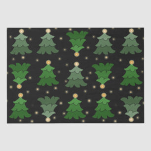 Christmas Tree with Stars on Black Tissue Paper