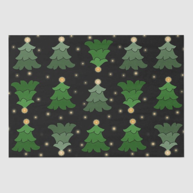 Christmas Tree with Stars on Black Tissue Paper (Front)