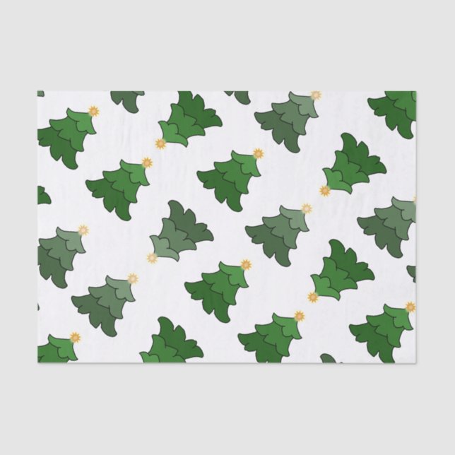 Christmas Tree with Stars on Custom White Tissue Paper (Front)