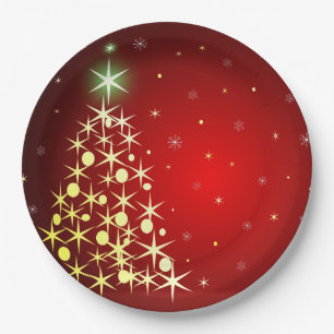 Christmas tree with stars paper plate