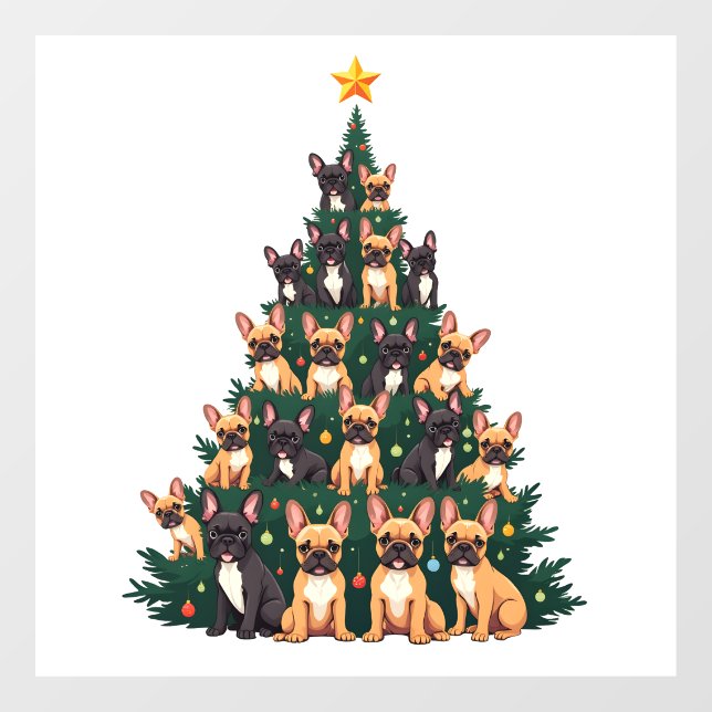 Christmas tree With Terrier dogs Xmas Gift  Window Cling (Sheet)