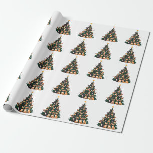 Christmas tree With Terrier dogs Xmas Gift  Wrapping Paper