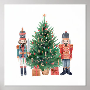Christmas Tree With Two Colourful Nutcrackers Foil Prints
