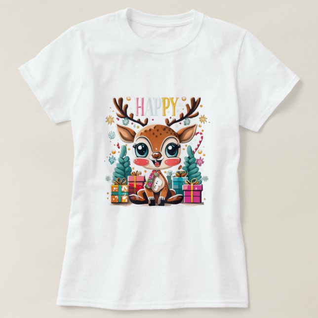 christmas tree with vibrant colours gifts, fashion T-Shirt (Design Front)