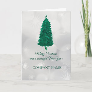 Christmas tree with white stars holiday card