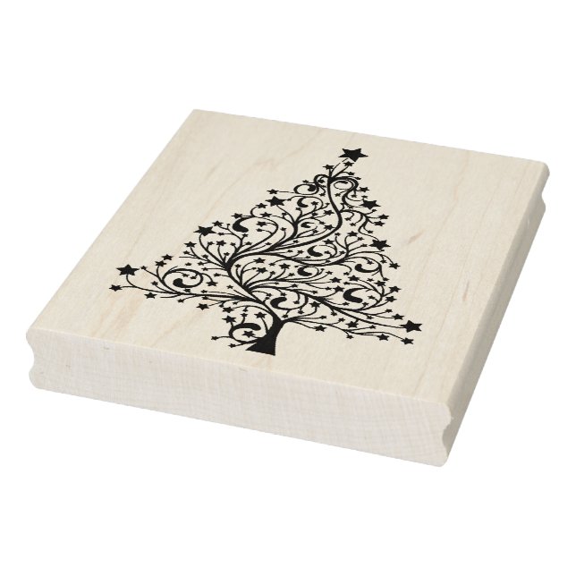 Christmas Tree Wooden Block Mounted Rubber Stamp (Stamp)