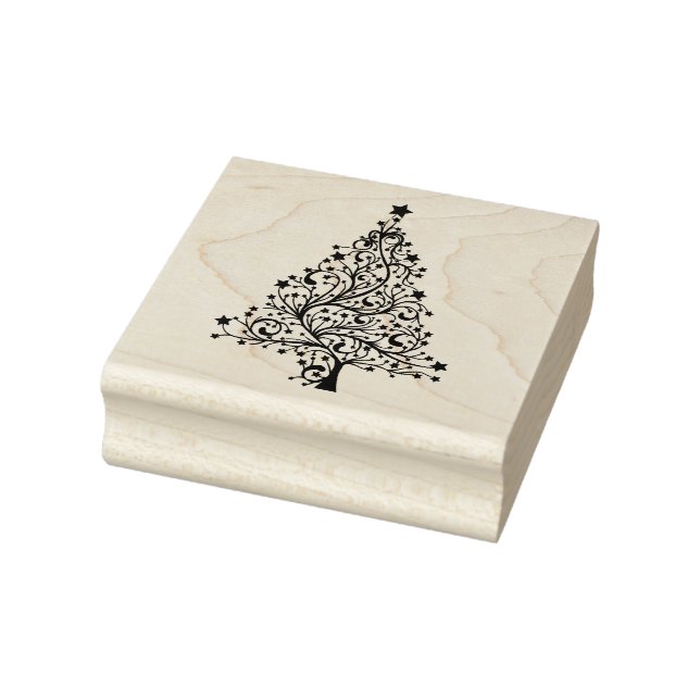 Christmas Tree Wooden Block Mounted Rubber Stamp (Stamp)