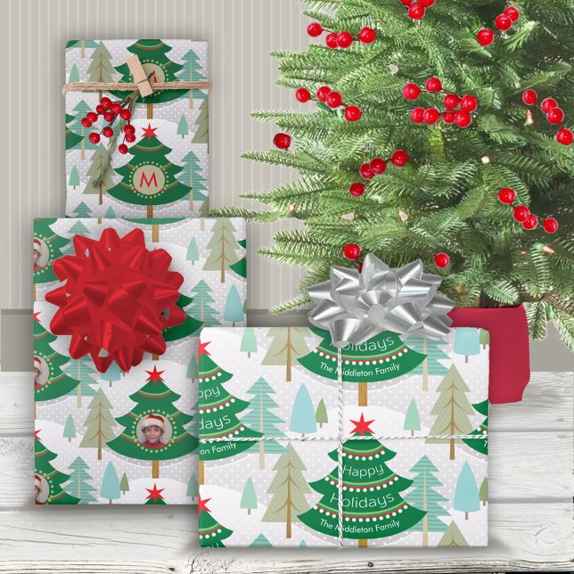 Christmas Tree Woodland Photo Wrapping Paper Sheet (Creator Uploaded)