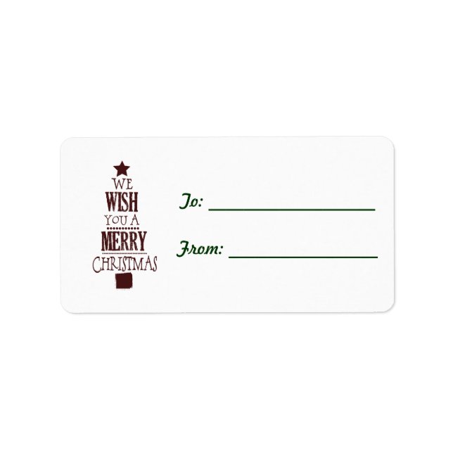 Christmas Tree Word Art Label (Front)