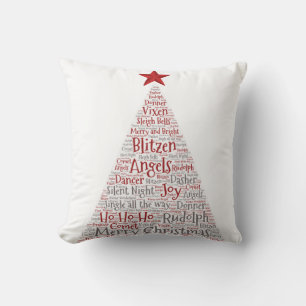 Christmas Tree Word Art with Red Star Cushion