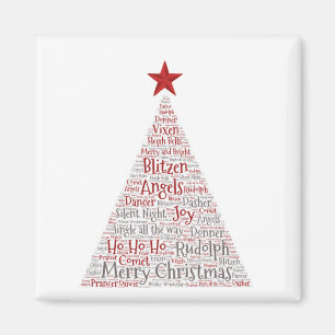 Christmas Tree Word Art with Red Star Magnet