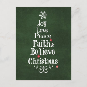 Christmas Tree Words Holiday Postcard