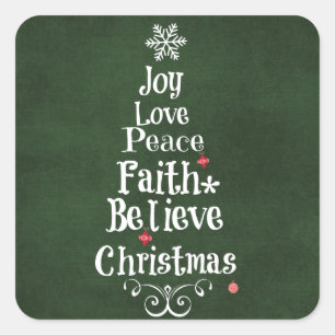 Christmas Tree Words Square Sticker