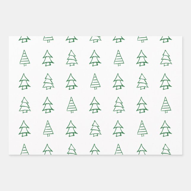 Christmas Tree Wrapping Paper Sheet (Front)