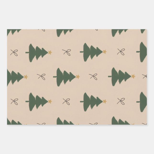 Christmas tree wrapping paper sheet (Front 3)
