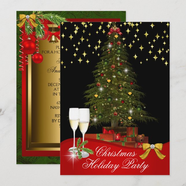 Christmas Tree Xmas Holiday Party Invitation (Front/Back)