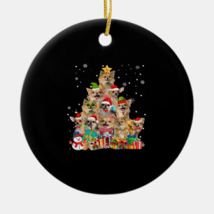 Christmas Tree Xmas Lights Chihuahua Classic T-Shi Ceramic Tree Decoration