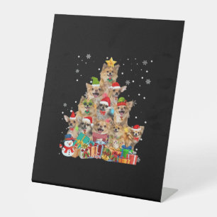 Christmas Tree Xmas Lights Chihuahua Classic T-Shi Pedestal Sign