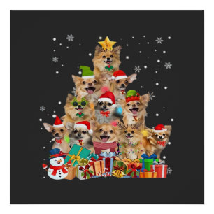 Christmas Tree Xmas Lights Chihuahua Classic T-Shi Poster